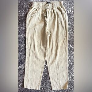 Jeno Neuman Stylish Tan Petite Paper Bag Drawstring Pants for Women Sz PM